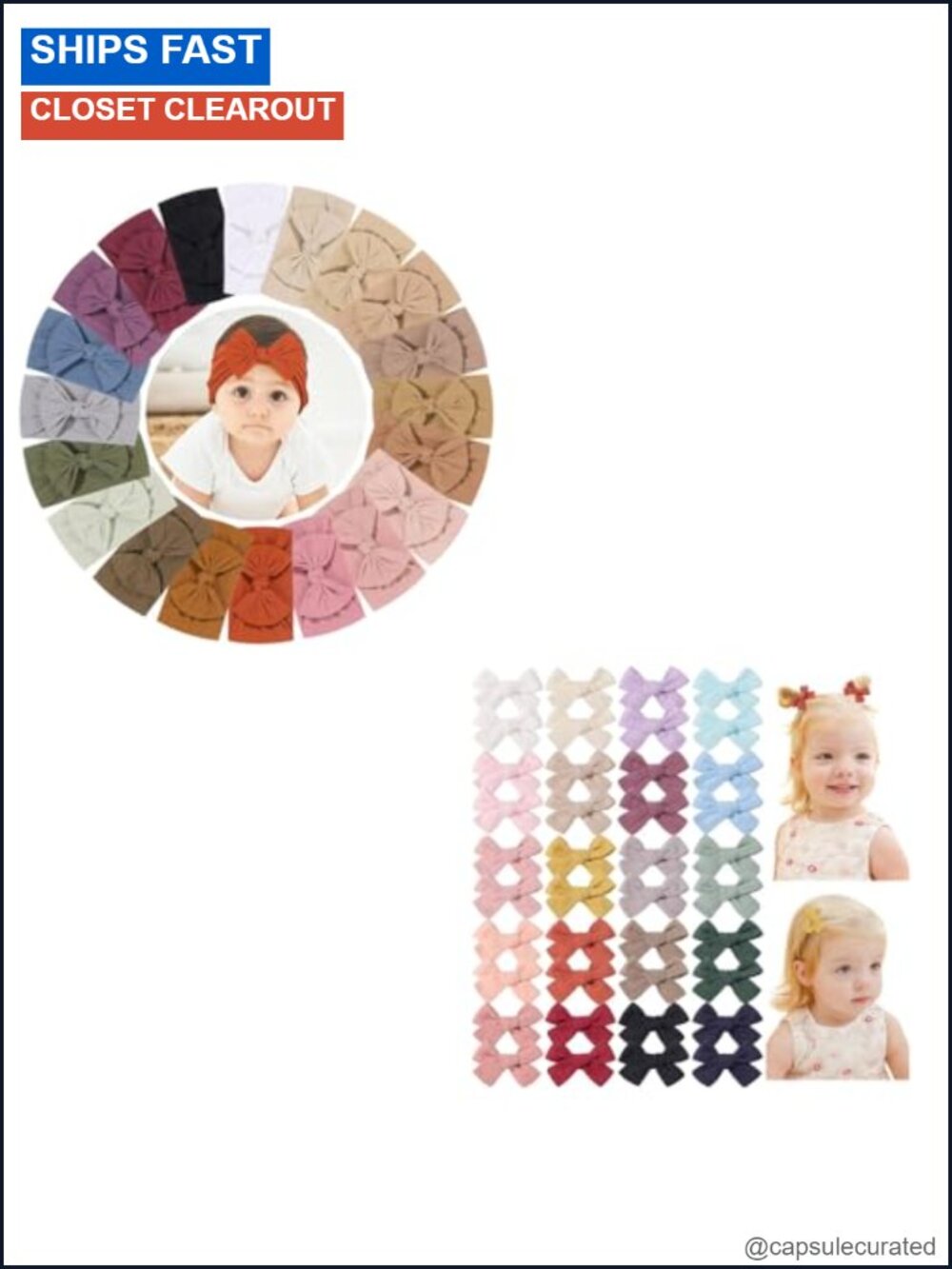 20pc Baby Nylon Headbands Bow Hair Clips Set